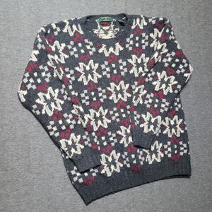 Embassy Row XL handknit sweater snowflake pattern 100% wool geometric crew
